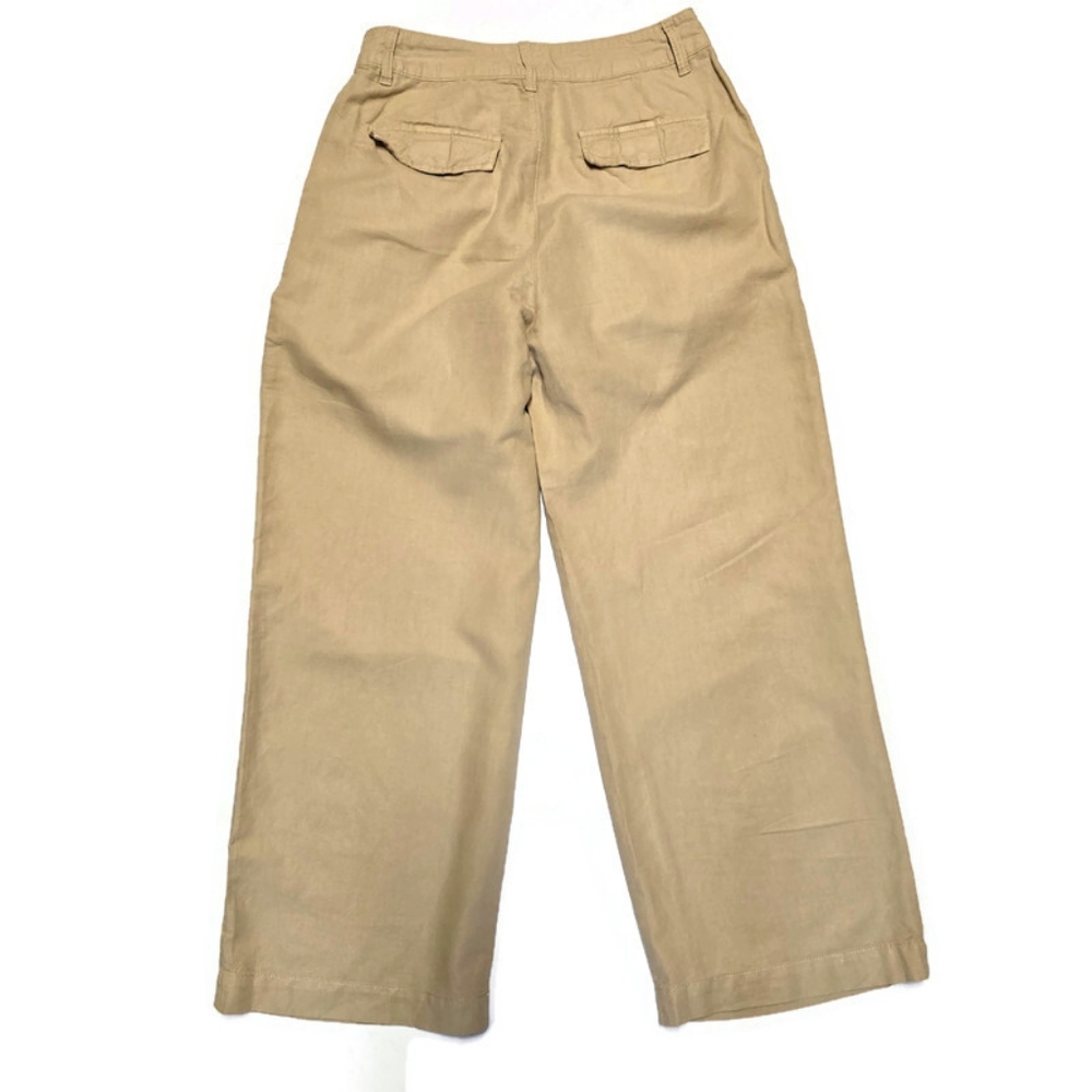 Gap Khaki Pants Womens Size 8 High Rise Wide-Leg Pleated Pockets, - Picture 2 of 10